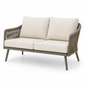 Dwuosobowa sofa aluminiowa z beżowym poliestrem