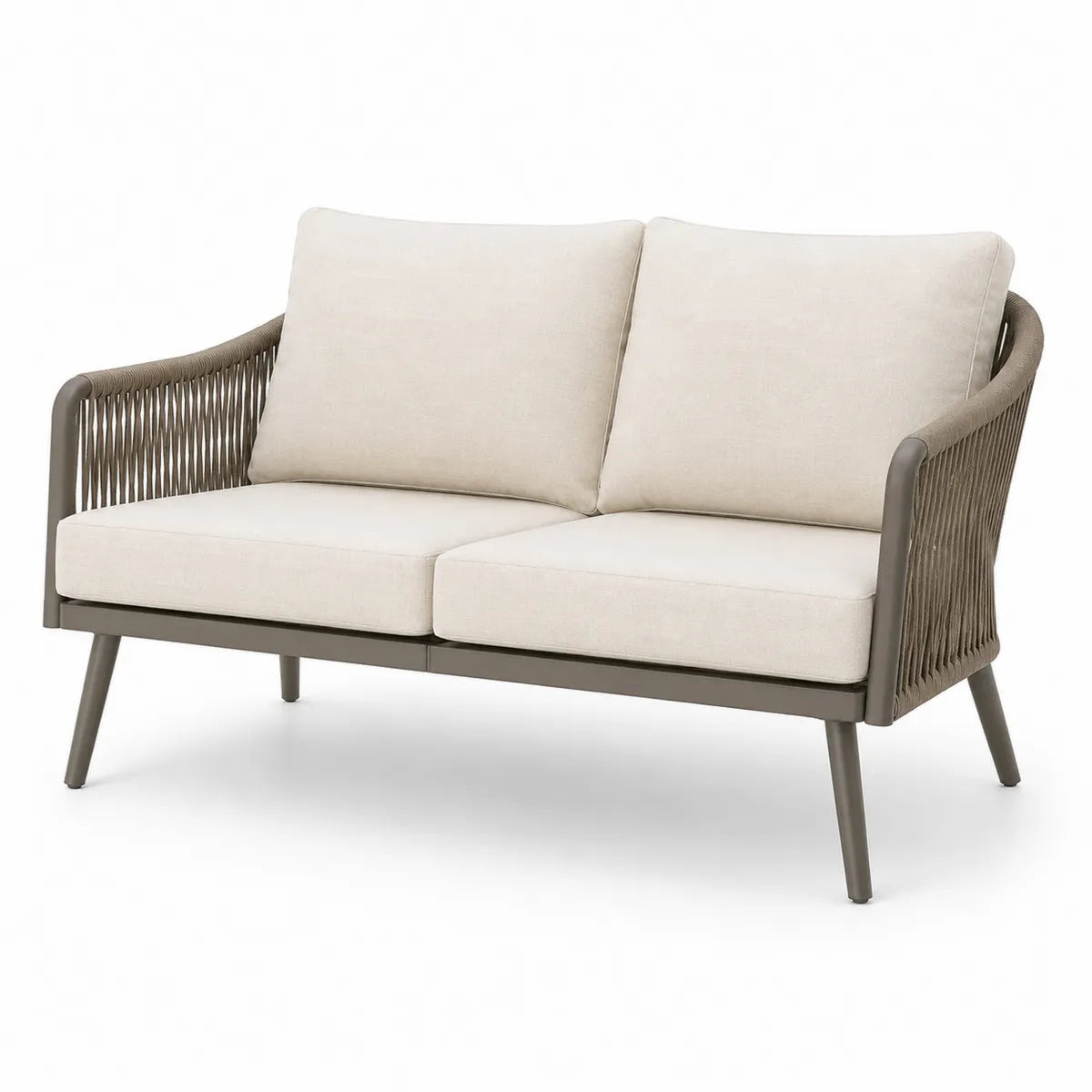 Dwuosobowa sofa aluminiowa z beżowym poliestrem
