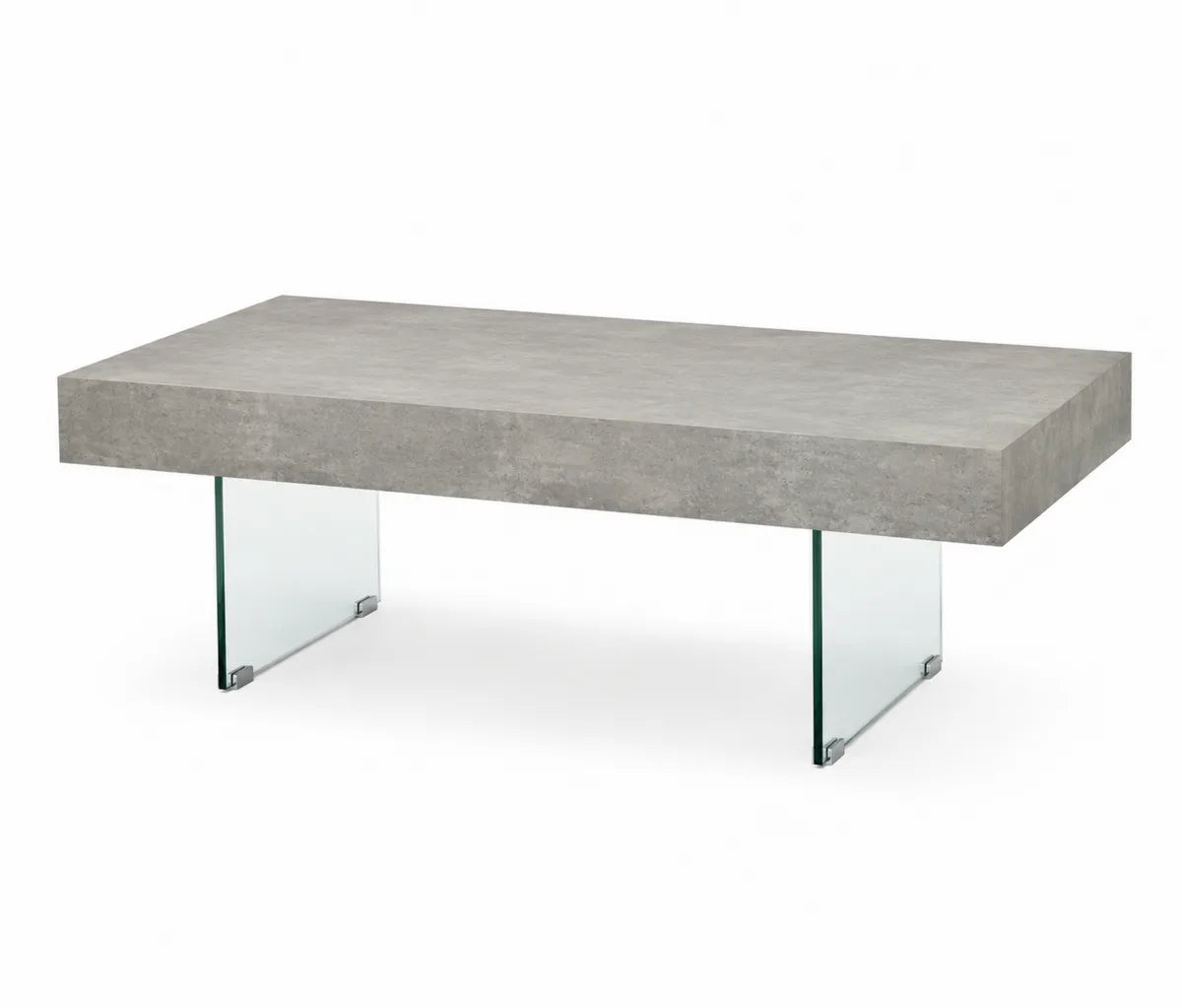 Prostokątny stolik kawowy szary beton szkło 120 cm