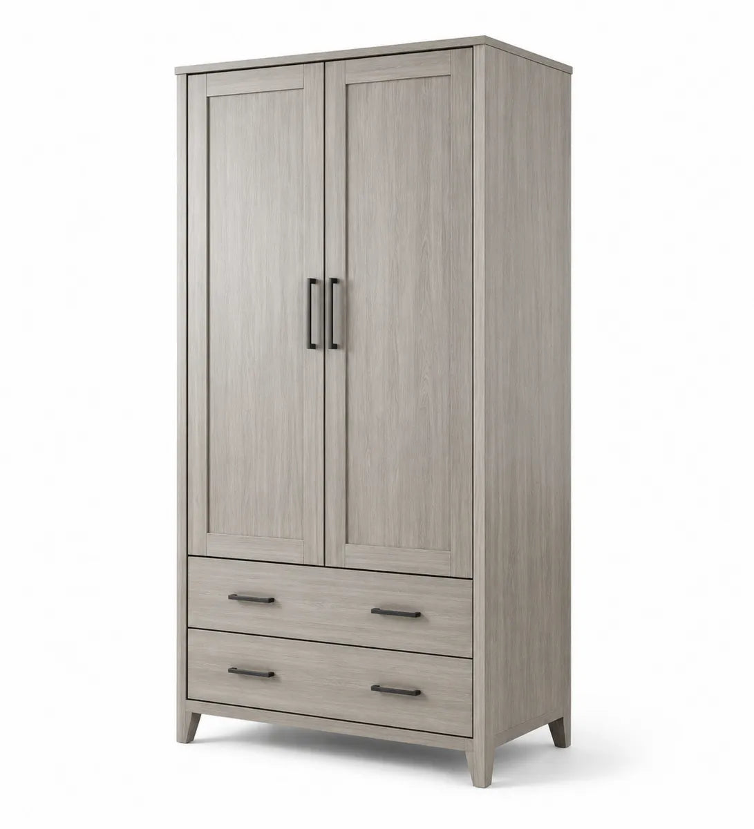 Szafa dwuosobowa z 2 szufladami z płyty MDF szara 200x100x50 cm