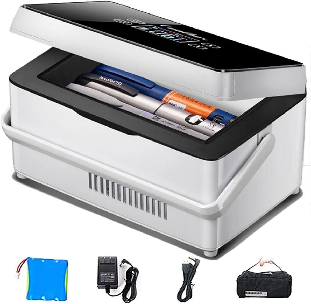 ELzEy minilodówka, Przenośna lodówka medyczna 3Battery, LCD ekran, insulina i leki transportu, LCD wyświetlacz, Rozmiar: 3Battery, Mini lodówka