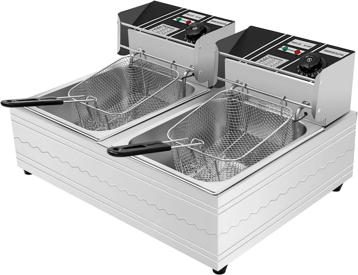 Wipportja, 2500 W Maszyna do smażenia z koszykami, 12 l Maszyna do smażenia, Profesjonalna stal nierdzewna, Maszyny do smażenia komercyjnego z 2 Tamis dla Fricure Net, Temperatura