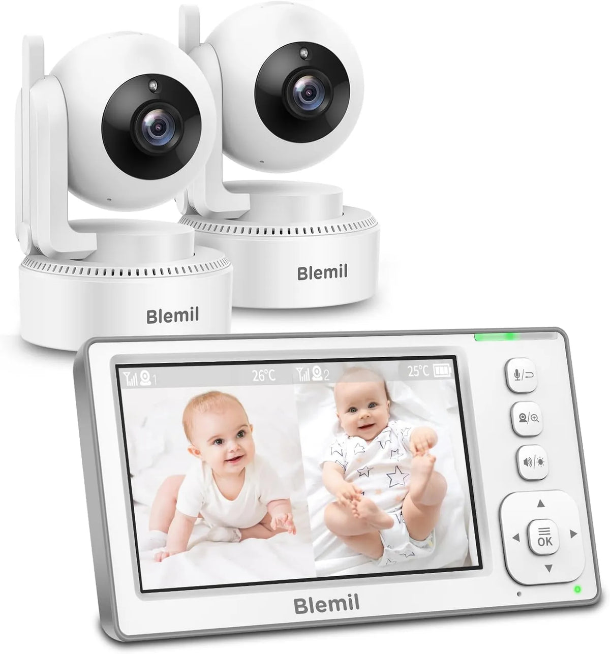Blemil, IPS 4 Babyphone, Kamera, Monitor wideo dla dzieci, WiFi, płyta IPS
