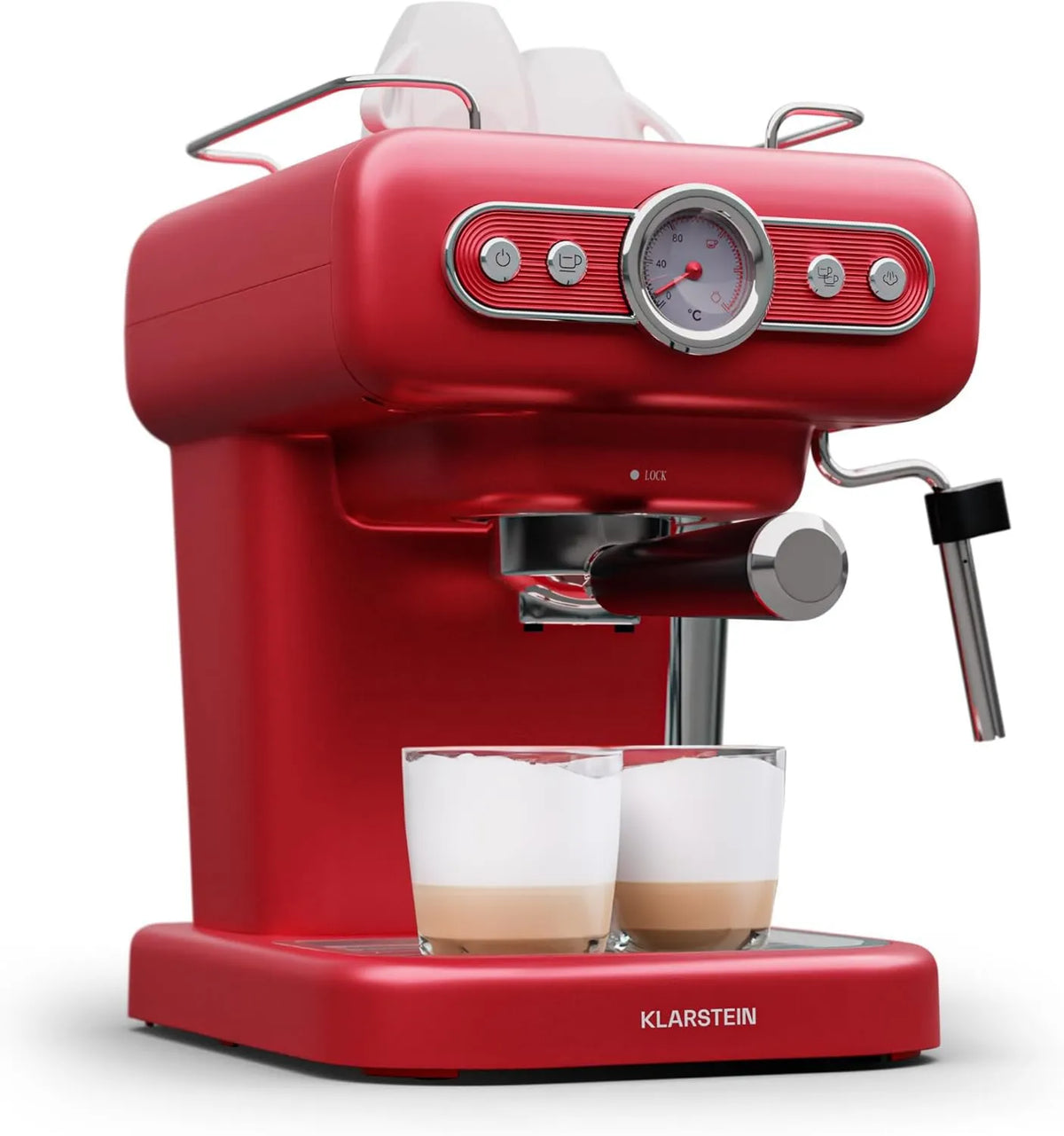 KLARSTEIN, Milk Mosser, 1.2 l, 950 W, Emulgator mleka, Stal nierdzewna, 1.2 l maszyna retro espresso z uchwytem filtrującym