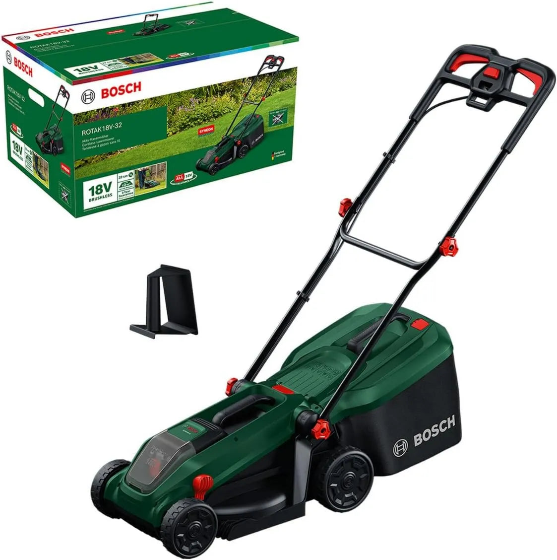 Bosch, ROTAK18 V- 32 Ładowarka, Bezbojowa Maszyna do Koszenia Trawy ROTAK18 V-32