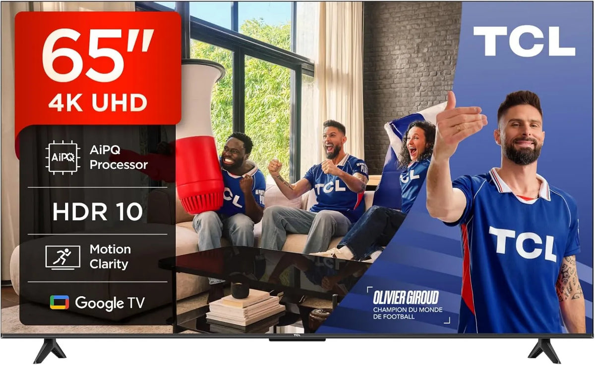 TCL telewizor, Google 65 V6C Smart TV, 65 cali, TV, 4K UHD, HDR, dźwięk Dolby, Google Assistant, Alexa i Siri, 2025 Nowy model, Dolby Audio, Motion Clarity