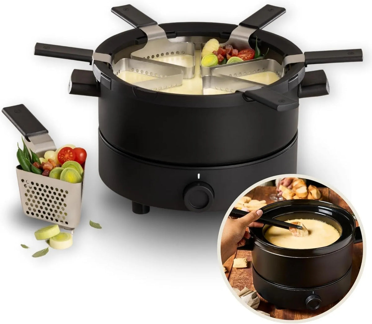 Fondussimo, 3-in-1 Fondue, 3 l, stal nierdzewna, dla 4 do 6 osób. 3 w 1