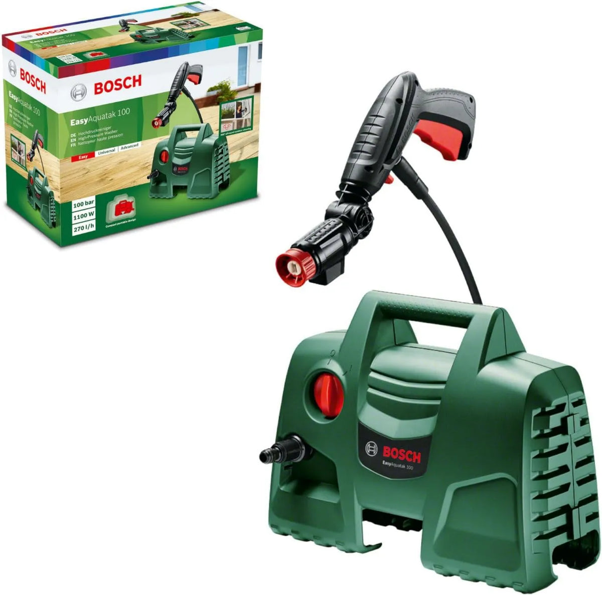 Bosch, urządzenie czyszczące, kabel, 1100 W, 5 m, 3 m, 100 bar, 270 l / h, duży zbiornik