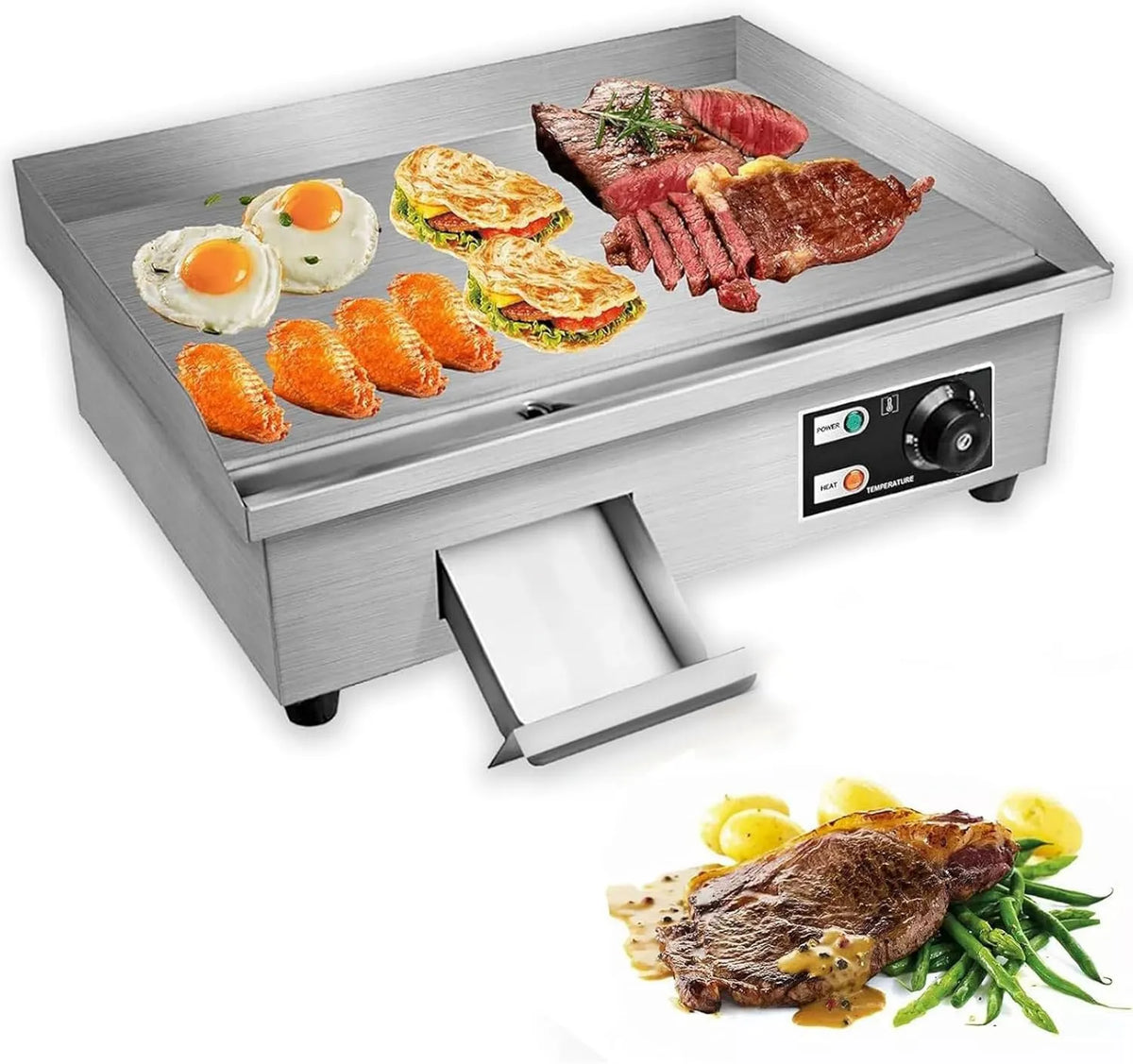 Dfdieratve grill elektryczny, płyta grzewcza, 21 cali, 220 V, grill, profesjonalny, stal nierdzewna, Gril Teppanyaki Commercial 21 '× 12', do grillowania