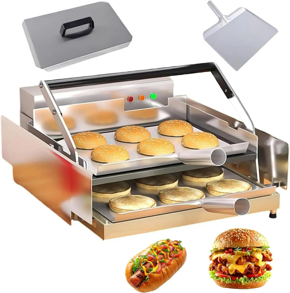 Generic mini piekarnik, Toster, 800 W, 50 do 300°C, zegar, 2 strefy temperatur, stal nierdzewna, srebro