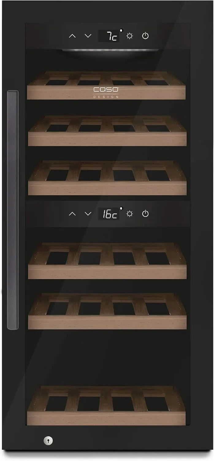 Caso chłodziarka do wina, WineExclusive 24 Smart elektryczny Wine Piwnica, 24 butelki, 5 do 20°C, 2 strefy temperatury, Wi-Fi, oświetlenie LED, biały