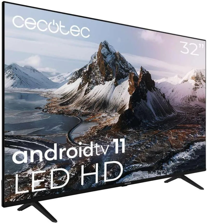 Cecotec telewizor, ALH30032s. Inteligentny, TV, HDR, Dźwięk Dolby, bez ramki, Android OS, 2 10 W głośniki, HDR10, Dolby Atmos, Android 11, 2023, MEMC