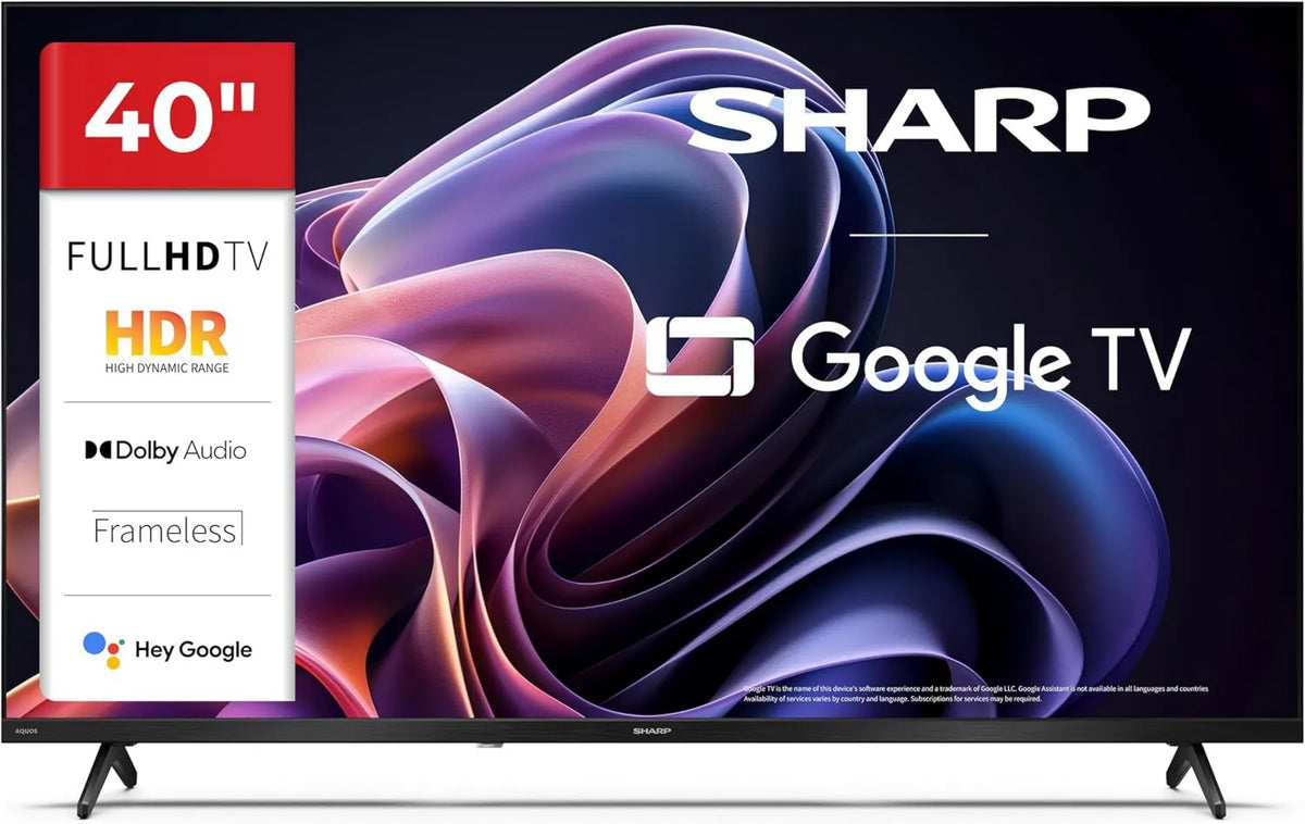 Sharp telewizor, Google 40HF2265E Smart TV, 40 cali, 892 x 555 x 213 mm, 892 × 555, 60 Hz, 3 HDMI, TV, HDR, WiFi, Bluetooth, Full HD, 2 USB, HDR10