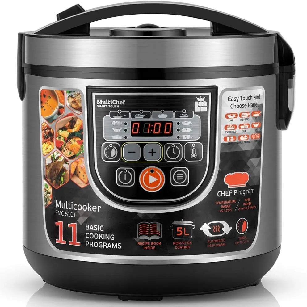FOR ME ryżowar, I 860 W Wielokuchenka, Elektryczna Wielokuchenka, 5 l, 860 W, 11 programów, Hot- kuchenka, para