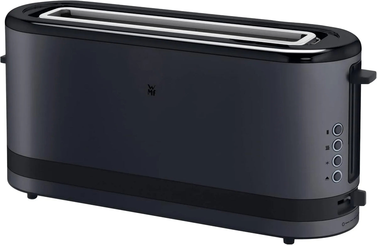 WMF toster, 900 W, 7 poziomów, stal nierdzewna, Toster z długim otworem, 2 kromki z nasadką do chleba, wąski toster, funkcja bajgla