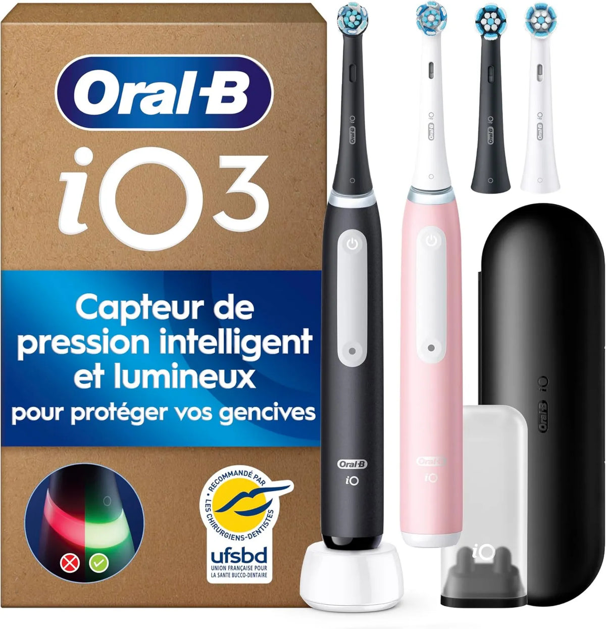 Oral-B, Czarno-różowy, 4 Szczotki, Szczotki oral- B z elektrycznymi zębami iO 3 Duo