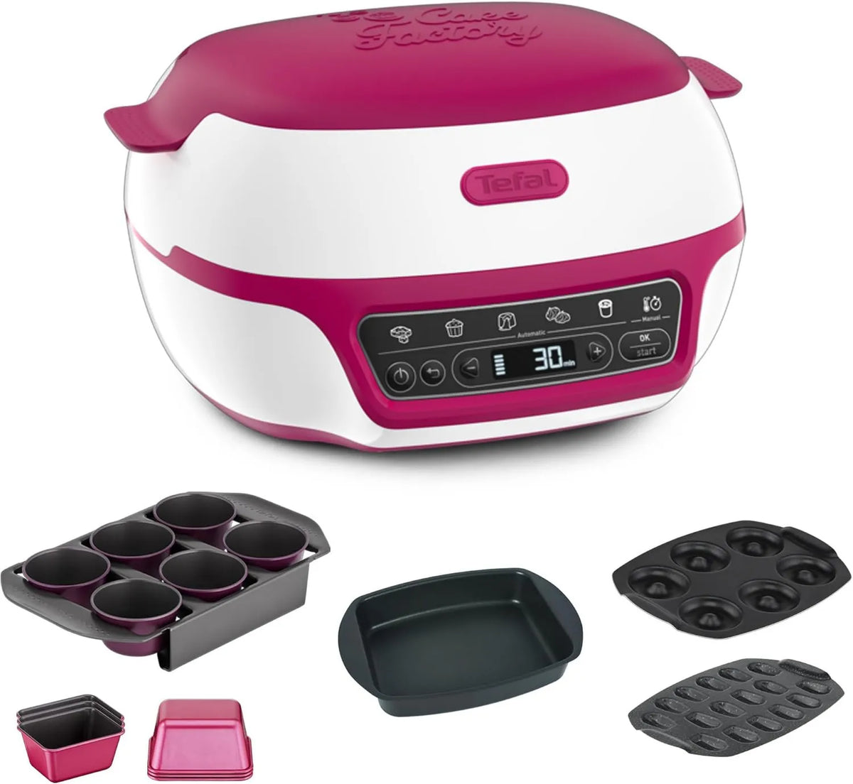 Tefal, Piec elektryczny, 5 programów automatycznych, kompaktowy, ciastko, Zawiera 5 form do pieczenia