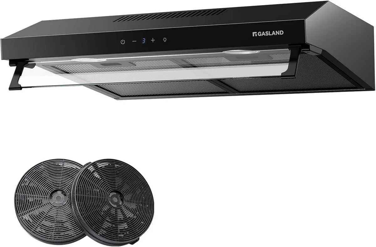 GASLAND okap kuchenny, Okap próżniowy, 60 cm, 333 m3 / h, GAZLANDIA UC60BS, 3 prędkości, dotyk, tłumik, czarny, tryb ruchu m3/h