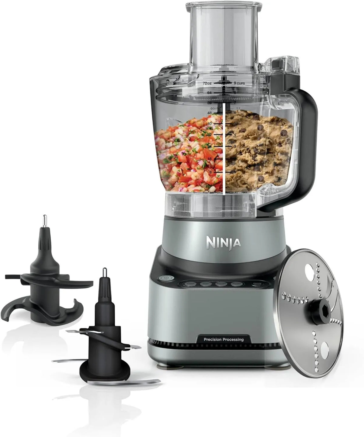 NINJA robot kuchenny, BZ651EU Dishwayer, 2.1 l, 4 programów, pizza, czarny, do przygotowania makaronu pizzy i chleba, PrecisionPro Robot żywności 2.1 l