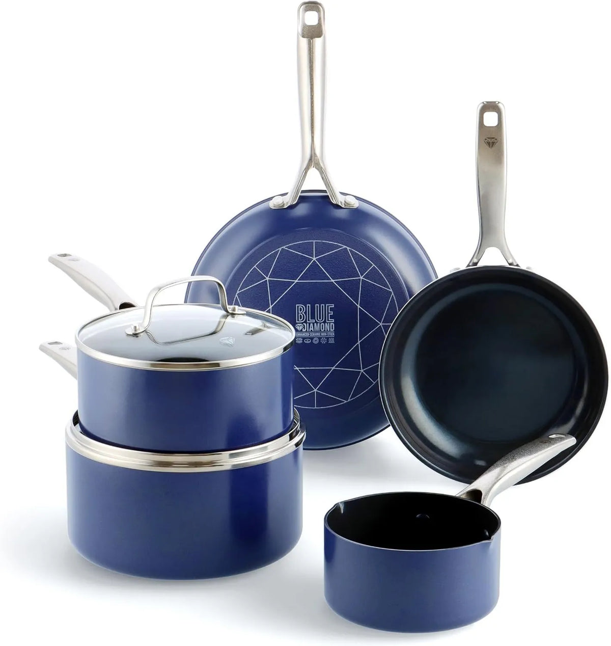 Blue Diamond, niebieski Diamond niebieski Diamond niebieski Diamond Zmywarka, płyta VA, powłoka nienakładająca się na palce, Zestaw 7 Pieców i Zapiekanek, Bez PFAS