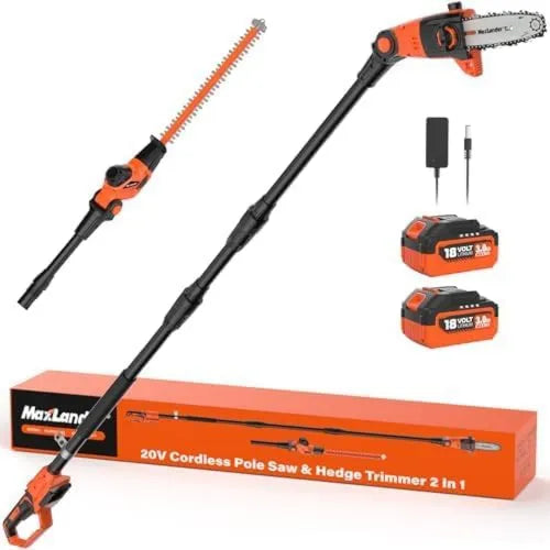 MAXLANDER, Elastyczne i elektryczne żywopłoty, Maksymalny zakres 4, 5 m z prętem przedłużającym, Długość cięcia: 45 cm, Długość cięcia: 20 cm