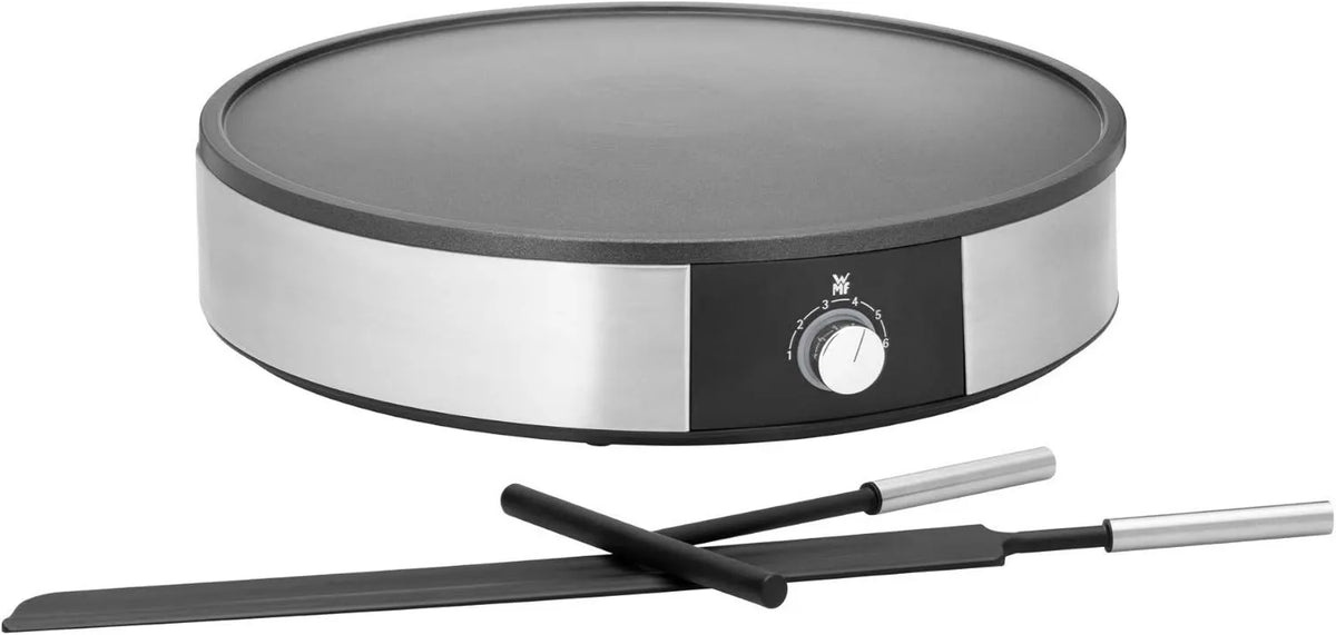WMF, Crêpeière, 1600 W, Regulowana temperatura, Średnica 33 cm, Stal nierdzewna 18 / 10 Cromargan, Powłoka nieprzylegająca do przyklejenia i płyta do czyszczenia