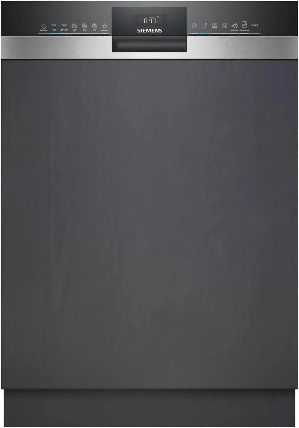 SIEMENS zmywarka, iQ300 SN53ES04TE, 60 cm, smartStart, varioSpeed Plus, aquaStop, tłumik, szczotkowana stal, półzintegrowany, obsługa