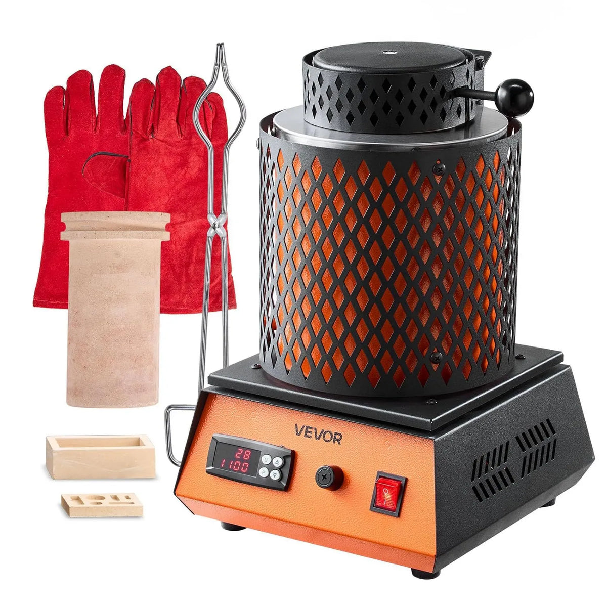 VEVOR, Piekarnik elektryczny, 1500 W, Zestaw do syntezy złota o maksymalnej temperaturze 1150°C, Ceramiczny Creuset 5 kg, Metale Roll i wyświetlacz