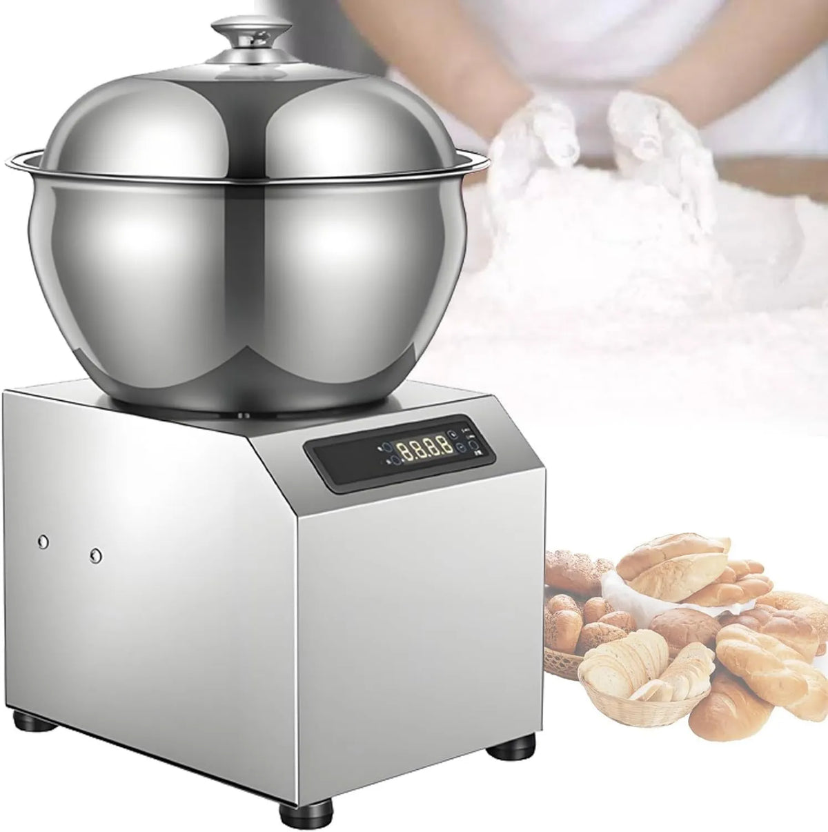 Quixnova mikser planetarny, pizzerias, rotacyjna benzyna z przodu / z tyłu, do benzyny elektrycznej ze stali nierdzewnej dla restauracji, benzyna elektryczna 8 kg, 1400 TR / Min